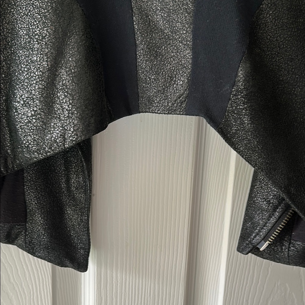 Helmet Lang Leather Combo Asymmetrical Drape Front Black Jacket S - Picture 13 of 15
